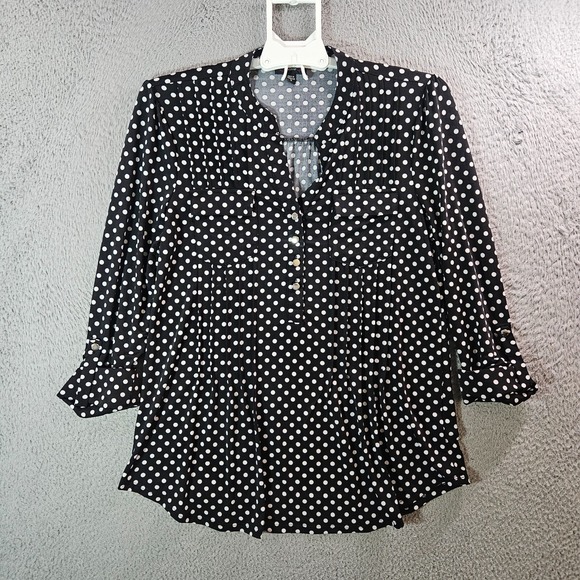 Cocomo Tops - Cocomo Top Blouse Women Small Polka Dot White Black